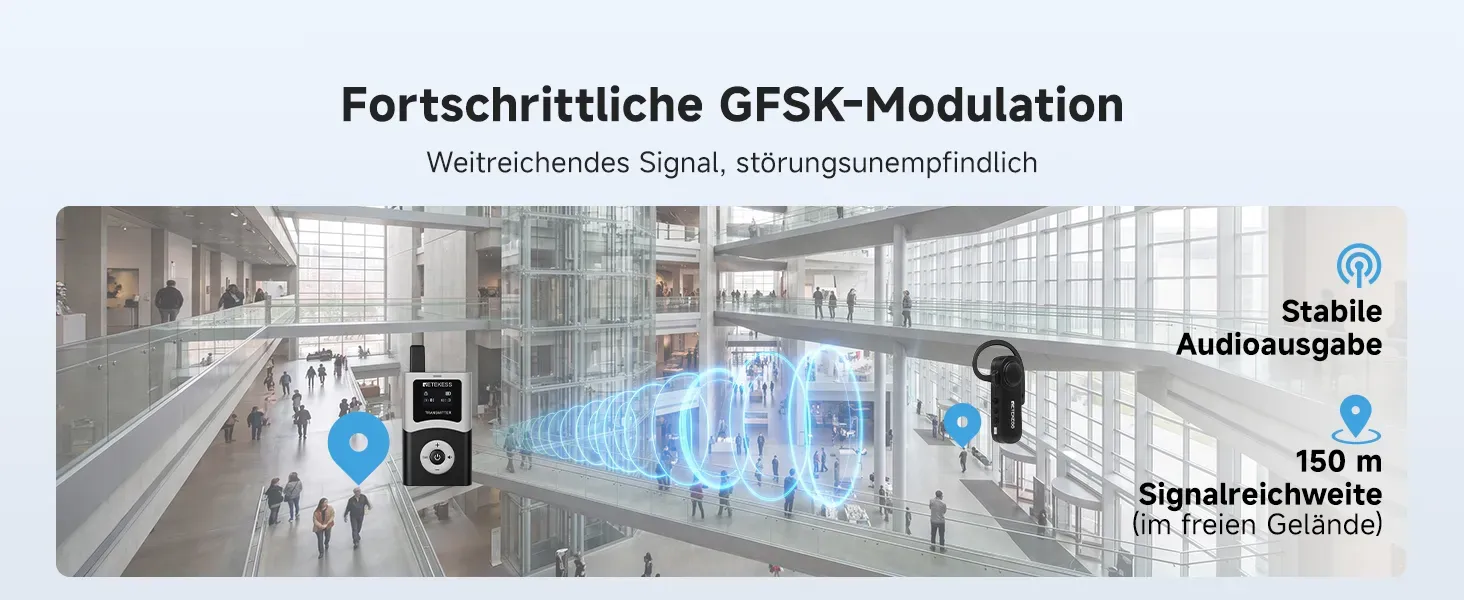 Funkreichweite bis zu 150 m