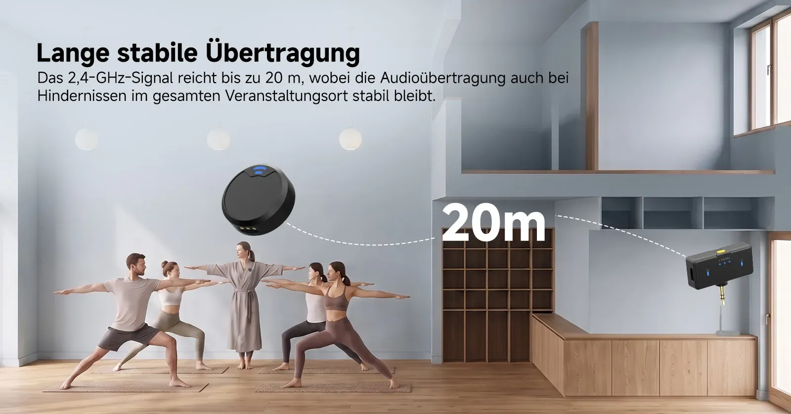 2.4G kabelloses Mikrofon f&uuml;r Yoga Meditation und Breathwork Kurse