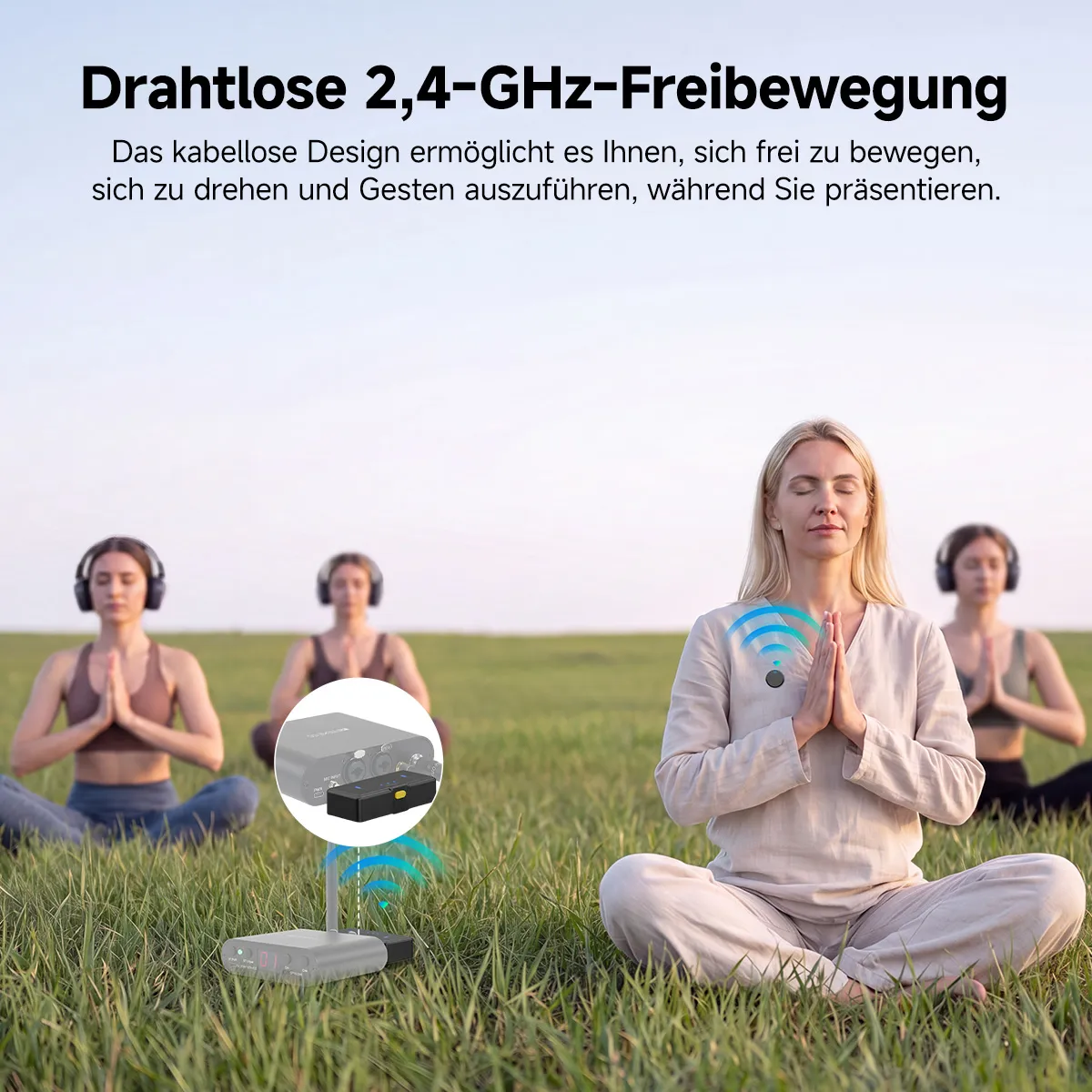 Kabelloses Lavalier Mikrofon TRS 3,5 mm, mit Ladecase, Clip Mikrofon für TA003 TA004 TA003S TA004S, für Silent Disco, Yoga, Meditation, Breathwork und Sound Healing