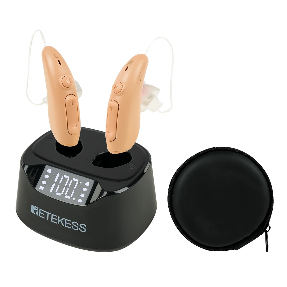 TE201 Noise Cancelling OTC Rechargeable RIC Hearing Aid for Moderate Hearing Loss