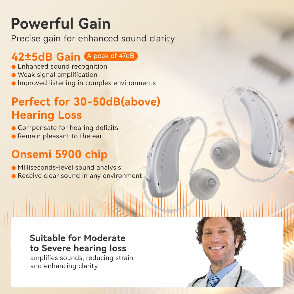 TE202 BTE Noise-canceling Hearing Aid features Tinnitus Masking for Mild to Moderate Hearing Loss