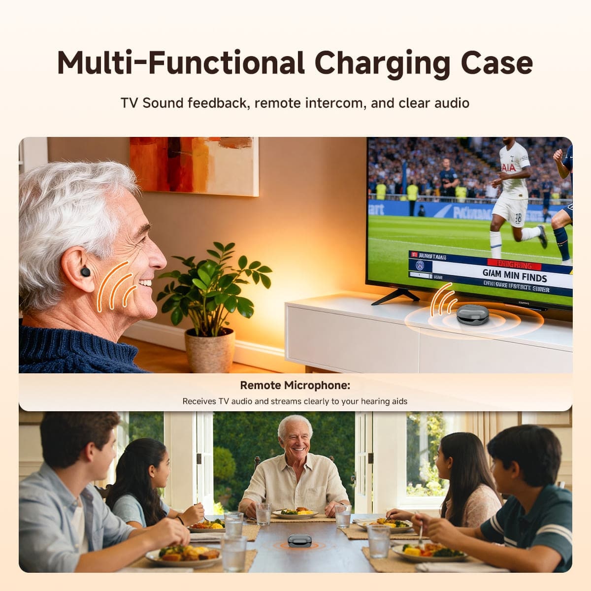 TE103 CIC Smart Hearing Aid for Mild to Moderate Hearing Loss with Pickup, Drying & Charging Case | Christmas Gift for Seniors