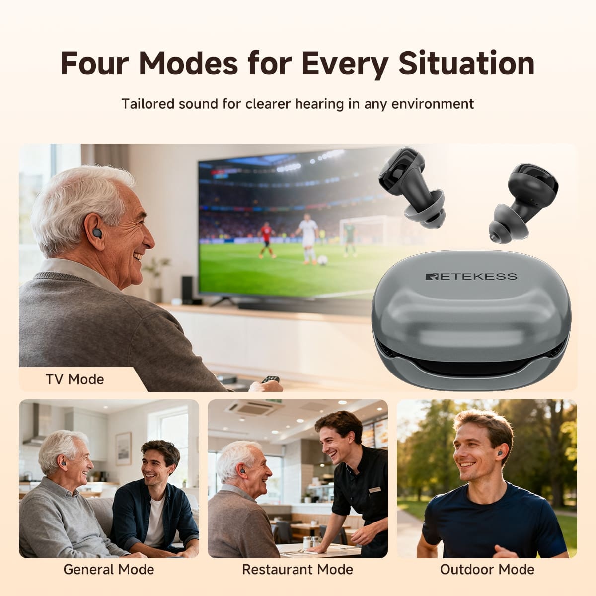 TE103 CIC Smart Hearing Aid for Mild to Moderate Hearing Loss with Pickup, Drying & Charging Case | Christmas Gift for Seniors