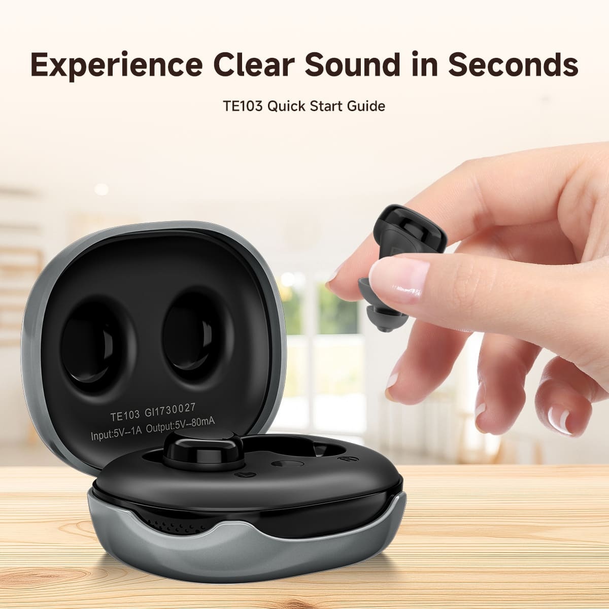 TE103 CIC Smart Hearing Aid for Mild to Moderate Hearing Loss with Pickup, Drying & Charging Case | Christmas Gift for Seniors