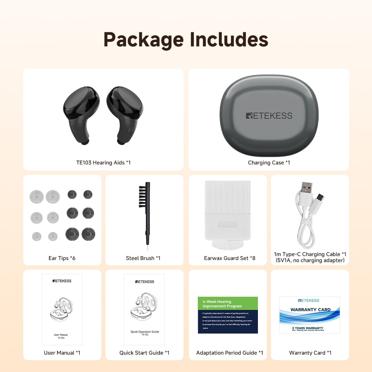 TE103 CIC Smart Hearing Aid for Mild to Moderate Hearing Loss with Pickup, Drying & Charging Case | Christmas Gift for Seniors