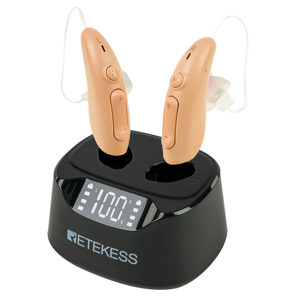TE201 RIC Noise Cancelling Rechargeable Hearing Aid for Moderate Hearing Loss