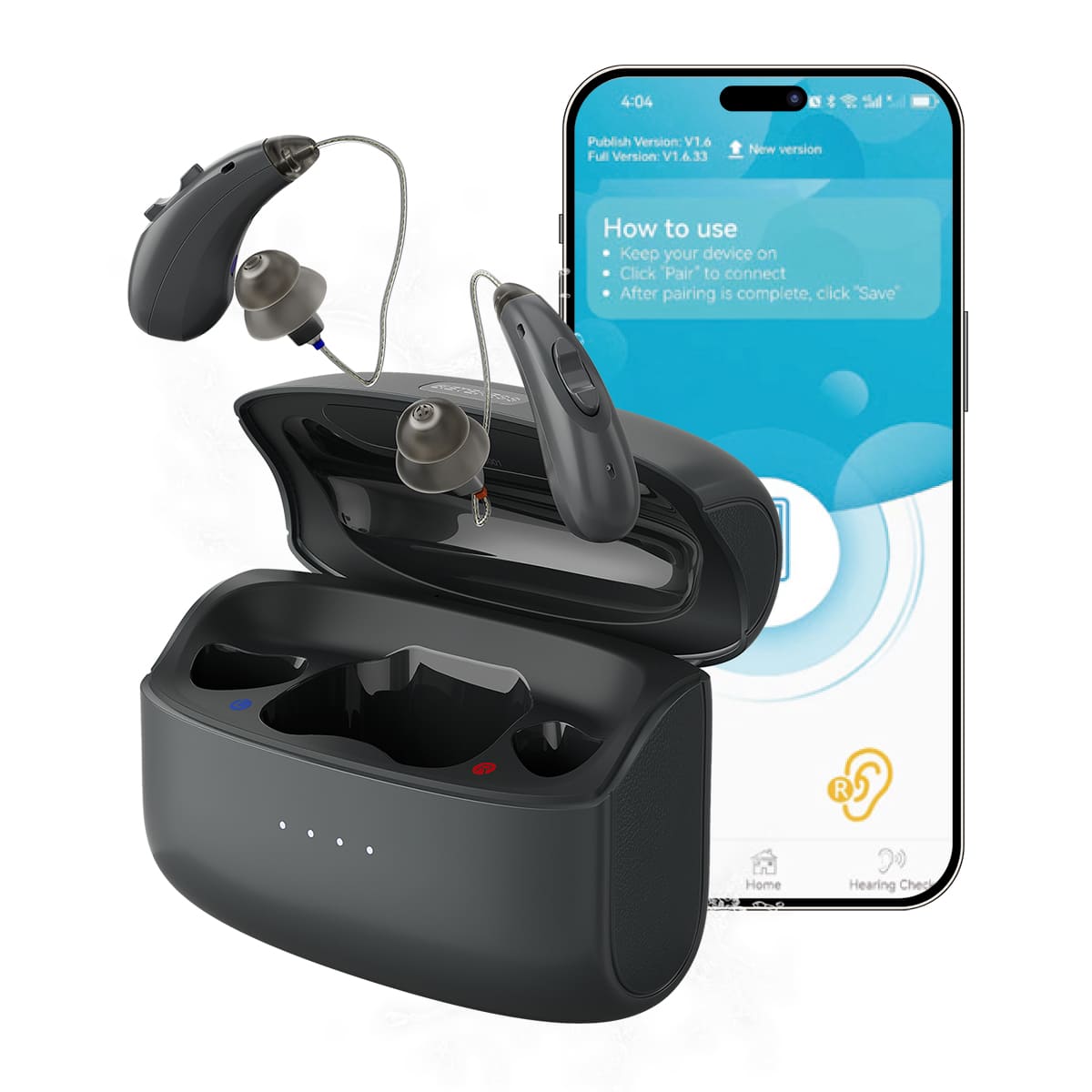 TE105 Smart RIC Hearing Aid with Bluetooth, Speech Tracking & IP68 Waterproof Protection