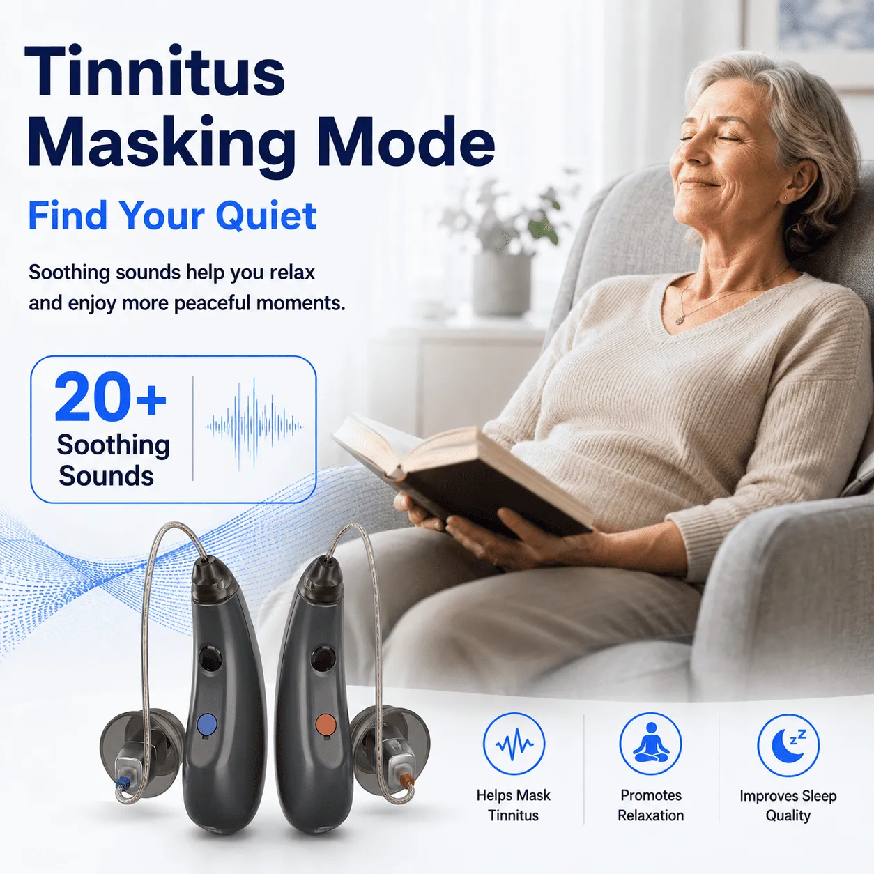 TE105 Smart RIC Hearing Aid with Bluetooth, Speech Tracking & IP68 Waterproof Protection