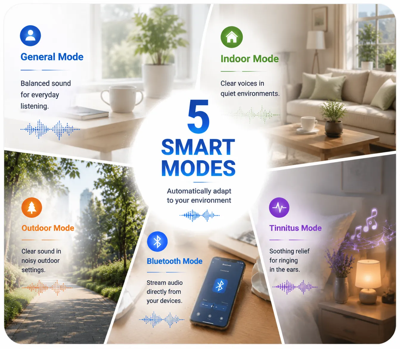 TE105 Smart RIC Hearing Aid with Bluetooth, Speech Tracking & IP68 Waterproof Protection