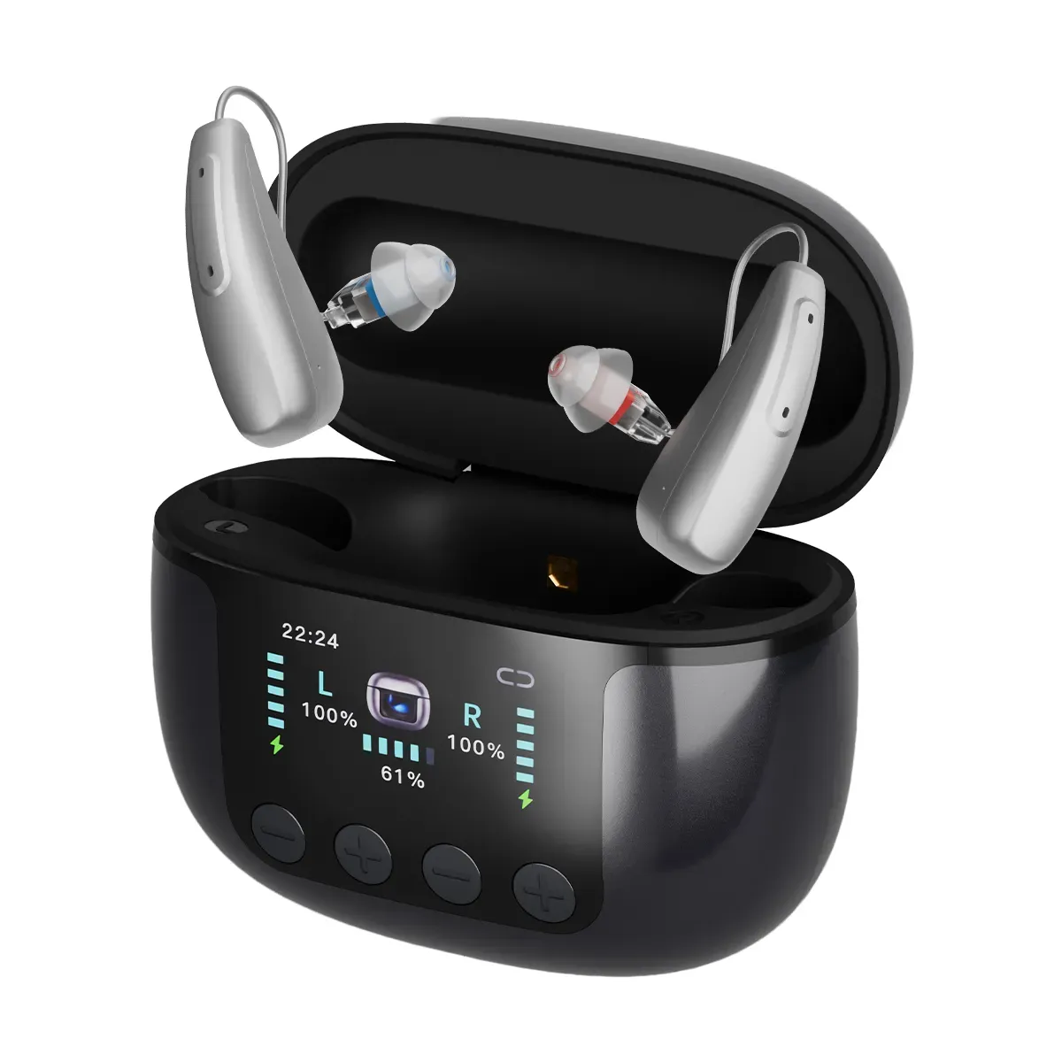 TE102 RIC OTC Bluetooth Hearing Aid with UV-C Disinfecting Rechargeable Case and TV Connector