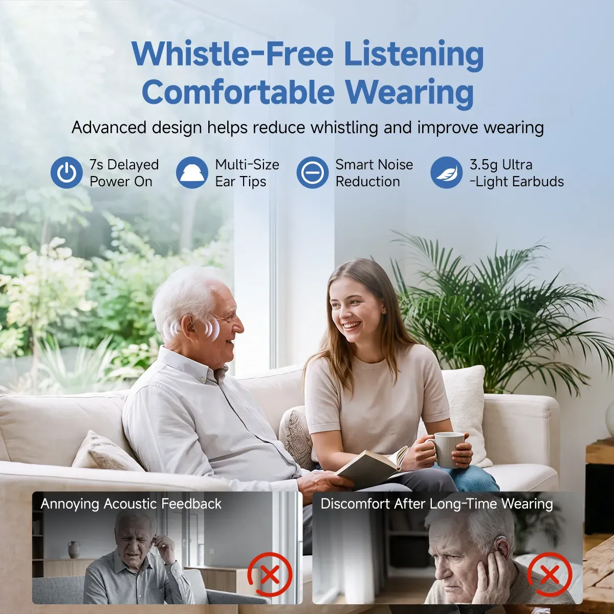 TE102 RIC OTC Bluetooth Hearing Aid with UV-C Disinfecting Rechargeable Case and TV Connector