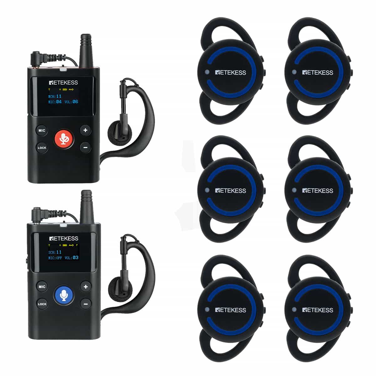 Retekess TT126 TT126R Two Way Communication Headsets for Plant Tour,Tourism,Training,School,Conference