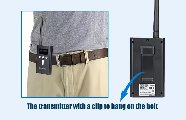 Belt clip design of Retekess transmitter
