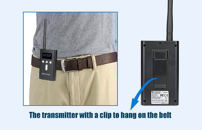 Belt clip design of Retekess transmitter