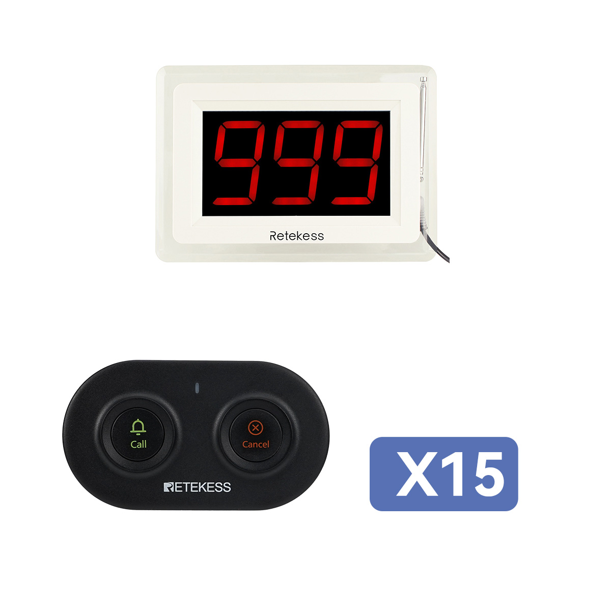Retekess Wireless Nurse Calling System T114 Patient Caregiver Display Receiver Alert Paging System with TD036 Alert Call Button for Clinics