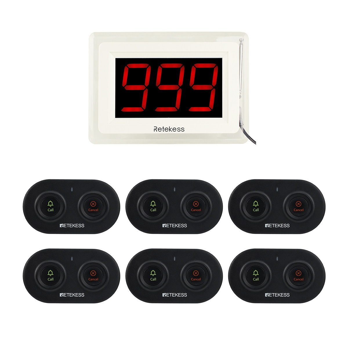 Retekess Wireless Nurse Calling System T114 Patient Caregiver Display Receiver Alert Paging System with TD036 Alert Call Button for Clinics