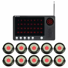 Retekess Caregiver Pager TH107 Host Receiver With TH009 IP67 Waterproof Single Key Call Button for Hospital, Clinic, Nurse Station, Nurse Station, Nursing Home