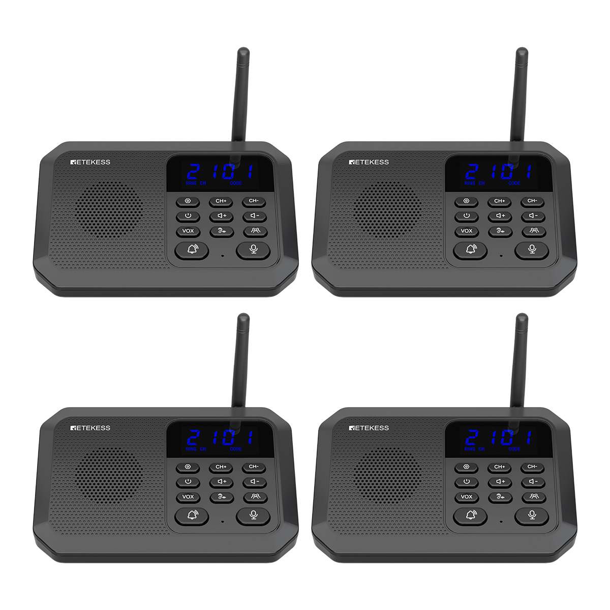 Retekess TH201 Long Range 5280ft Two-Way Intercoms Wireless for Business, Office, Hotel, House