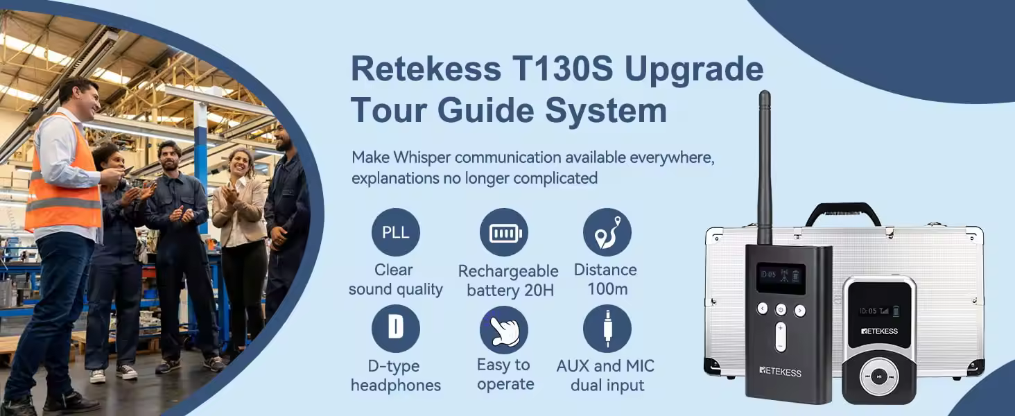 Retekess T130S whisper guide system in use