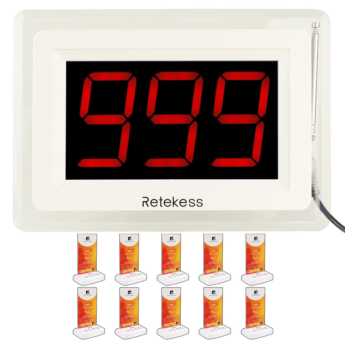 Retekess Service Call System T114 Display Hospitality Receiver and TD001 Table Call Button