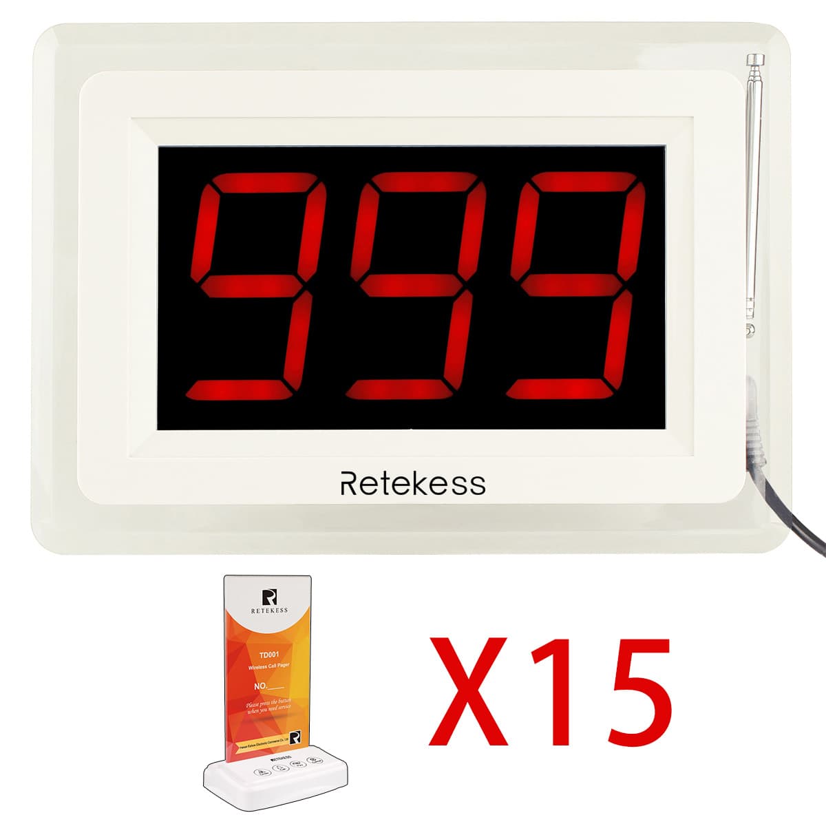 Retekess Service Call System T114 Display Hospitality Receiver and TD001 Table Call Button