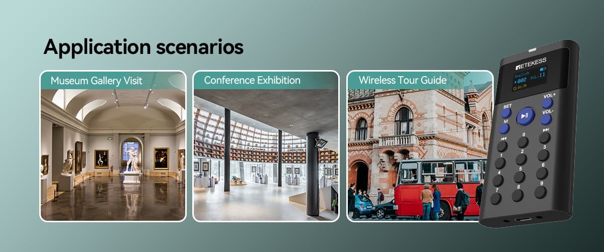 Retekess TT128 audio tour device features and controls