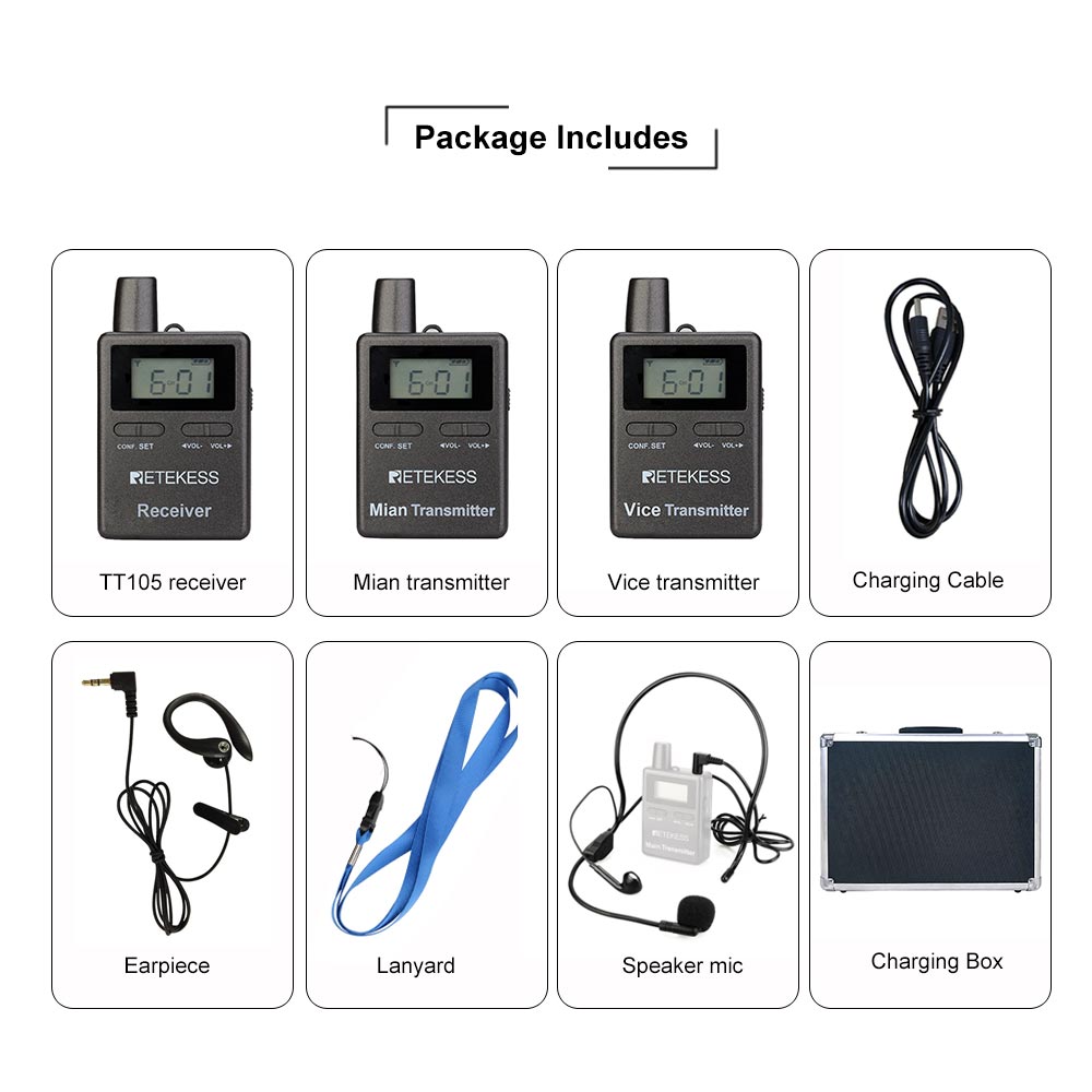 Retekess TT105 Two-way Communication System Dual Speakers for Church Translation and Assistive Listening
