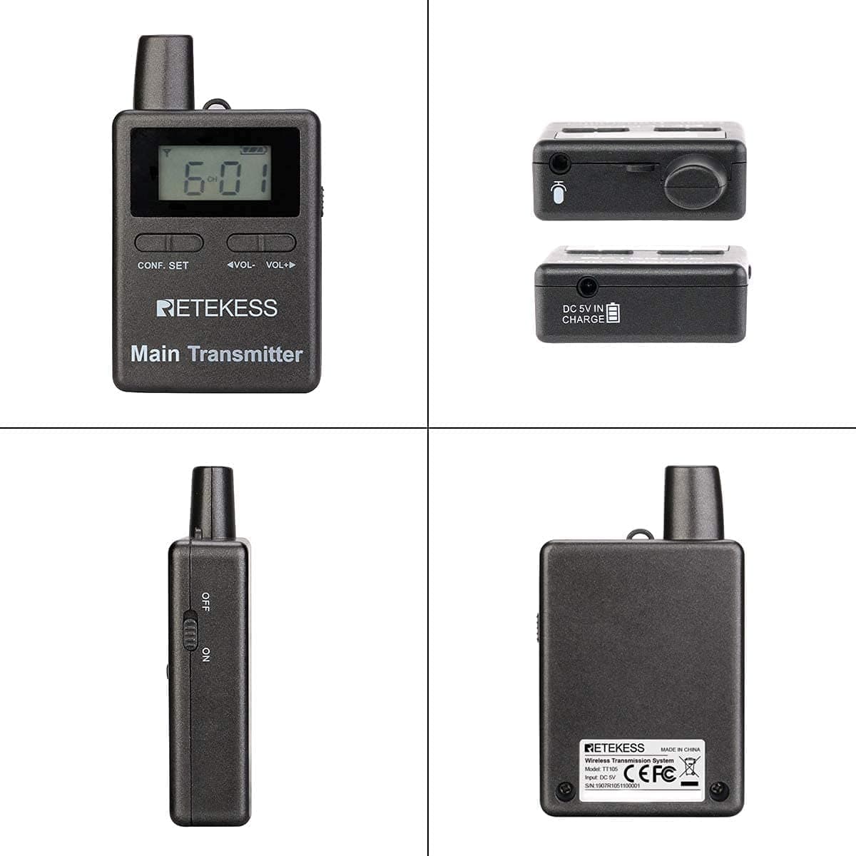 Retekess TT105 Tour Guide 2 way Receiver System Two-speaker Talkback for Duo-speaker Tours and Meetings
