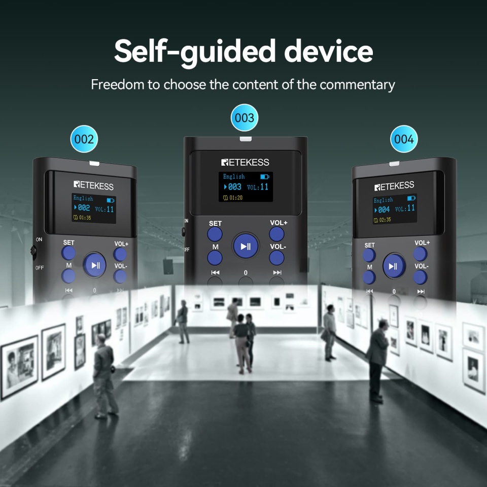 Retekess TT128 Museum Audio Tour Devices with 28-Port Charging Case is Suitable for Museums, Cultural Heritage Sites, Exhibition Halls, Tourist Attractions