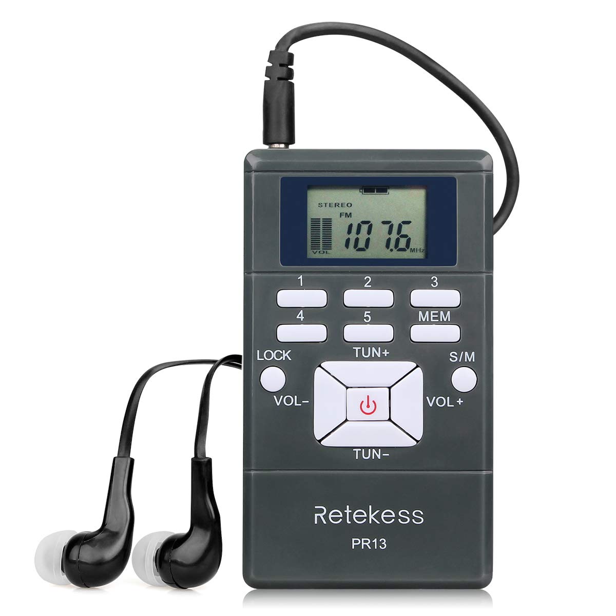 Retekess Portable PR13 FM Radio Receiver with Earphone