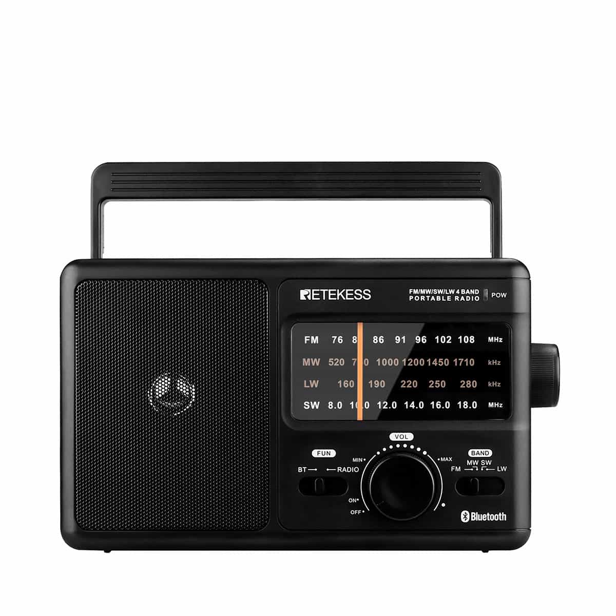 Retekess TR626 Longwave AM/FM/SW/LW 4 Band Radio with Bluetooth for Elderly