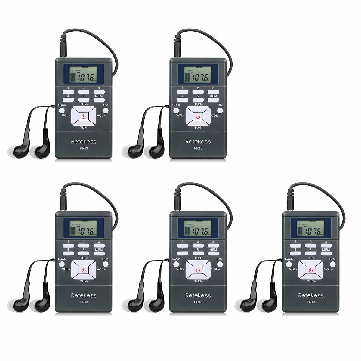 Retekess Portable PR13 FM Radio Receiver with Earphone