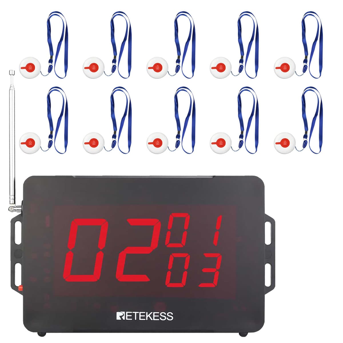 Retekess Calling System Wireless Hospital TD136 Display Receiver and TD009 Call Buttons for Clinic, Nursing Home