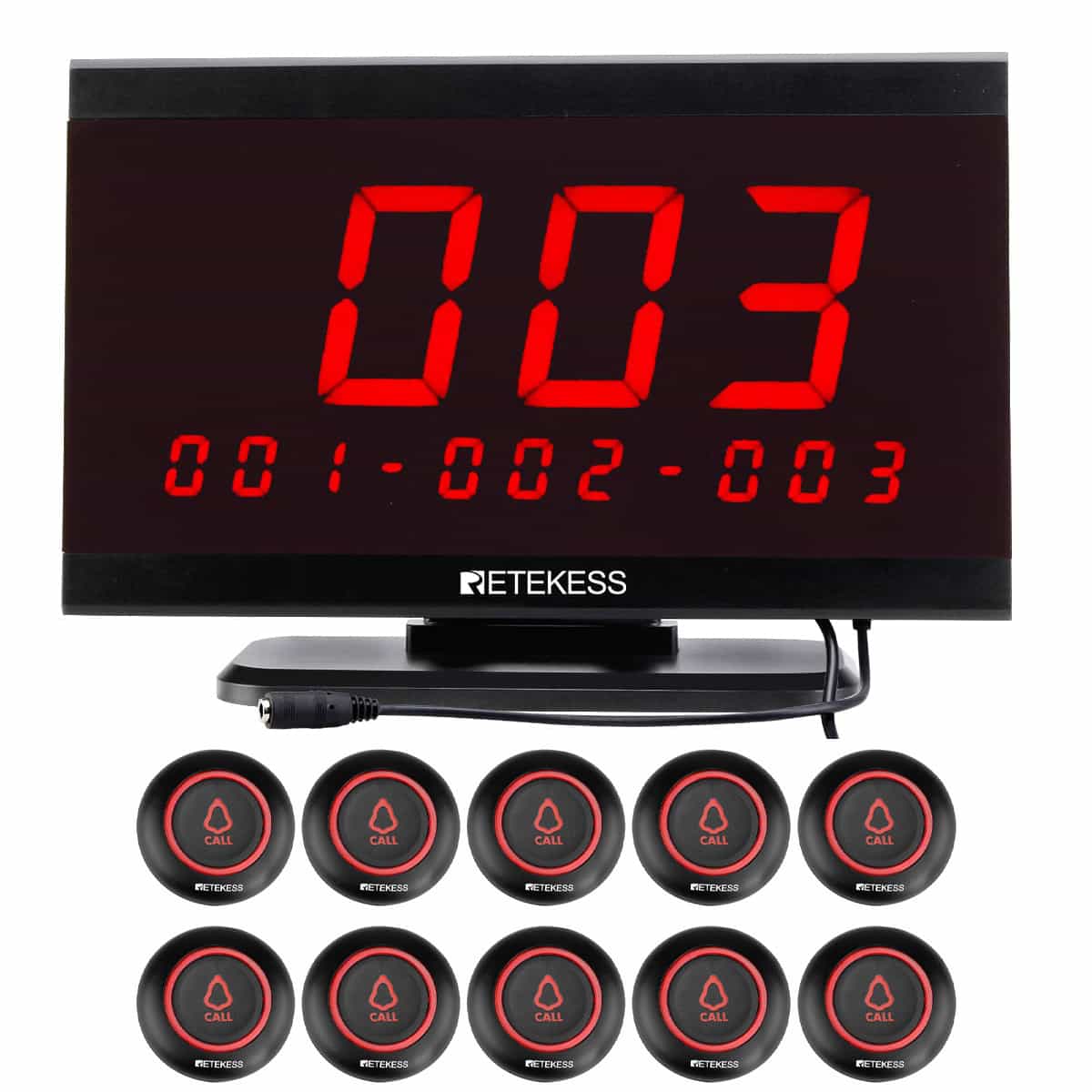 Retekess Restaurant Call System TD105 Display Receiver TD019 Calling Buttons for F&B Business, Cafe, Bars