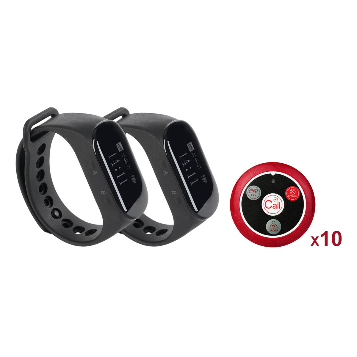 Retekess TD112 Wrist Watch Receiver with T117 4-key Call Buttons Wireless Restaurant Waiter Call System