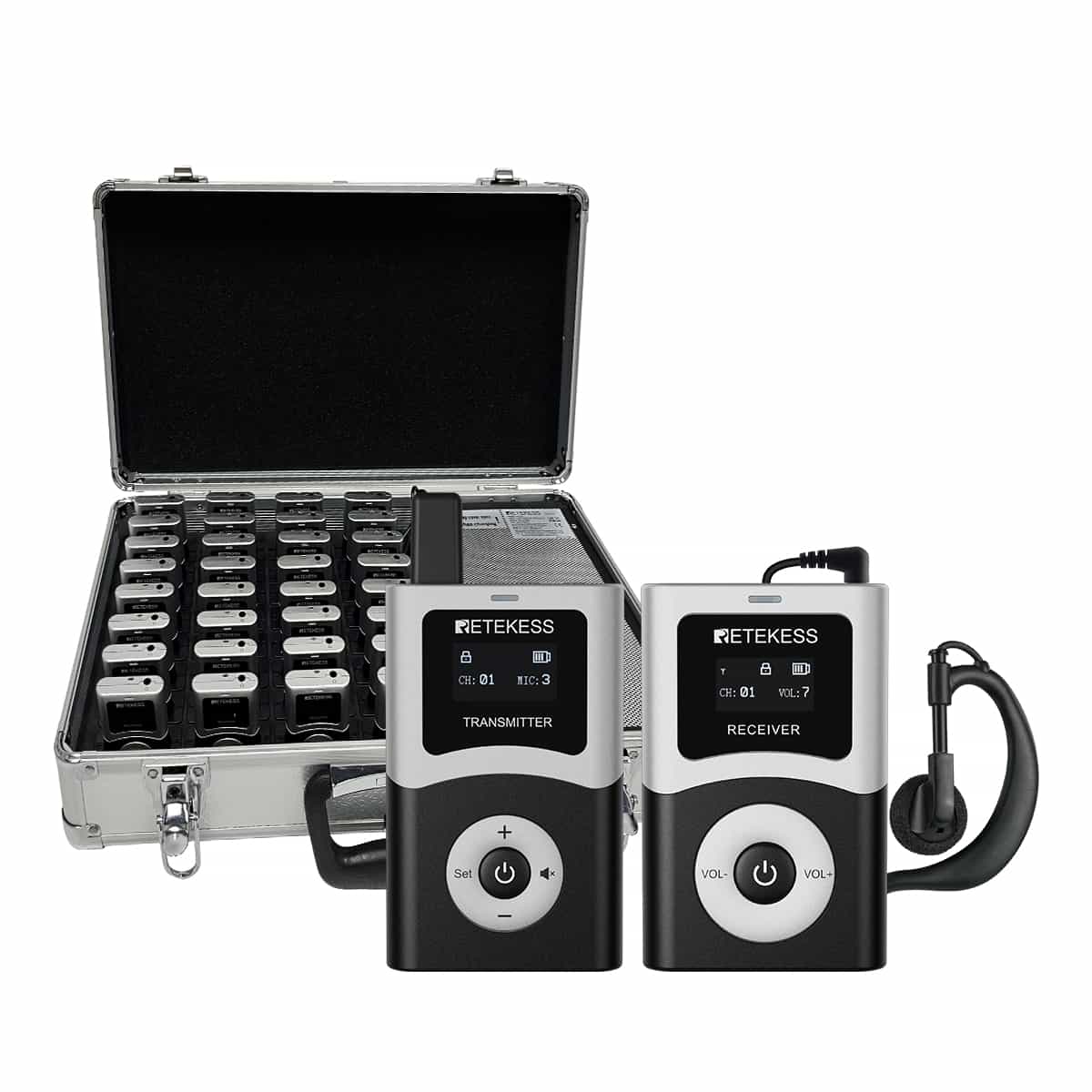T130U T131U Anti-interference Wireless Tour Guide System Digital Signal Transmission with 32 Slot Charging Case