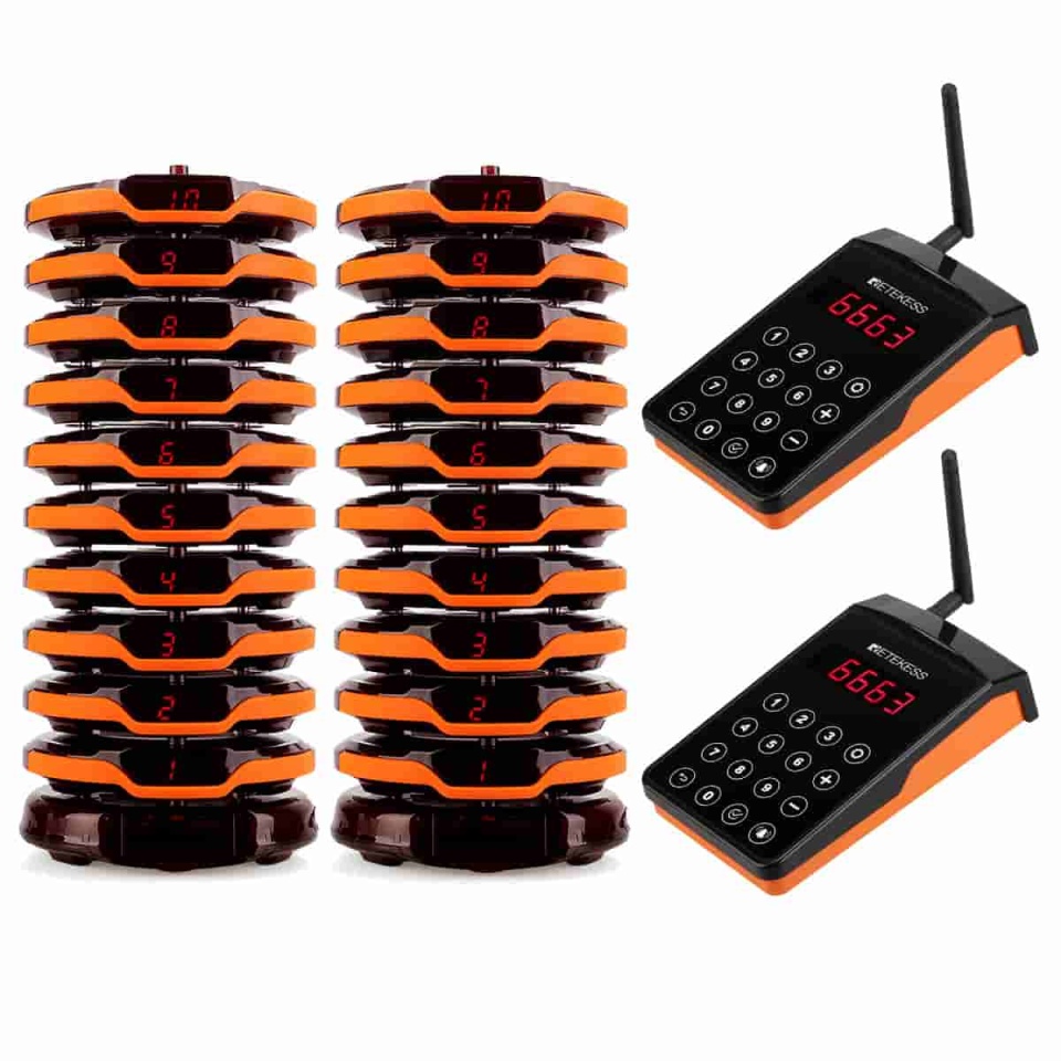 Retekess TD156 Restaurant Beepers Long Distance Pager With 2 Keboards for Restaurants, Catering, Theme Parks, Barbecues, Beer Gardens Calling in Different Areas