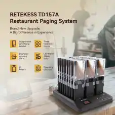 Retekess TD157A Restaurant Buzzer Pager System with 24 Replaceable Pager Advertising Sticker Holders