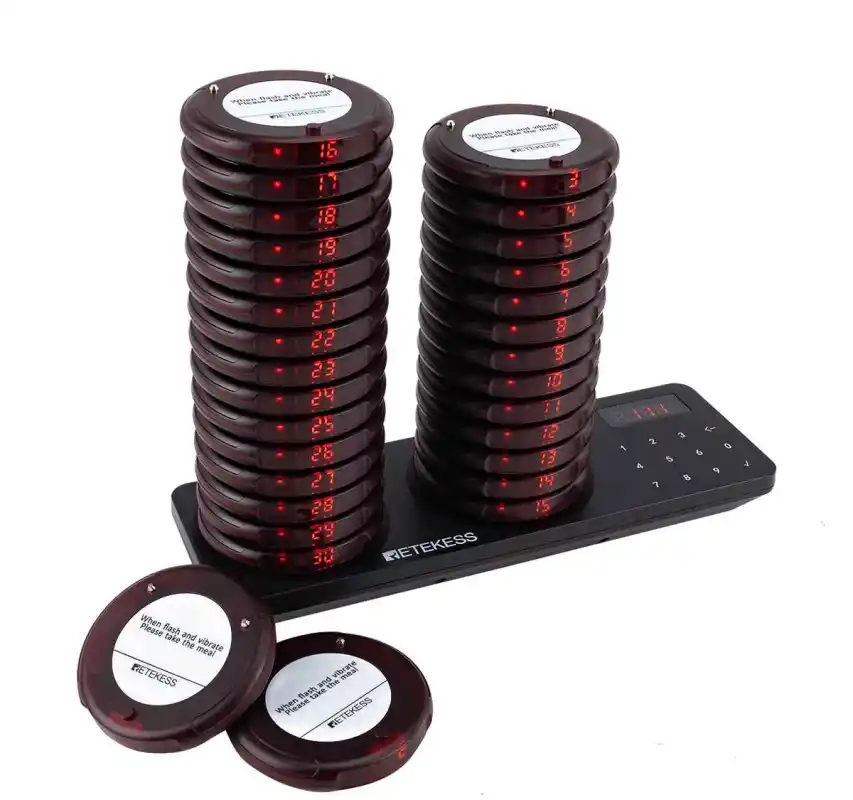 Retekess TD163 Coaster Restaurant Pager with 30 Pagers Standard Set Large Capacity Paging System