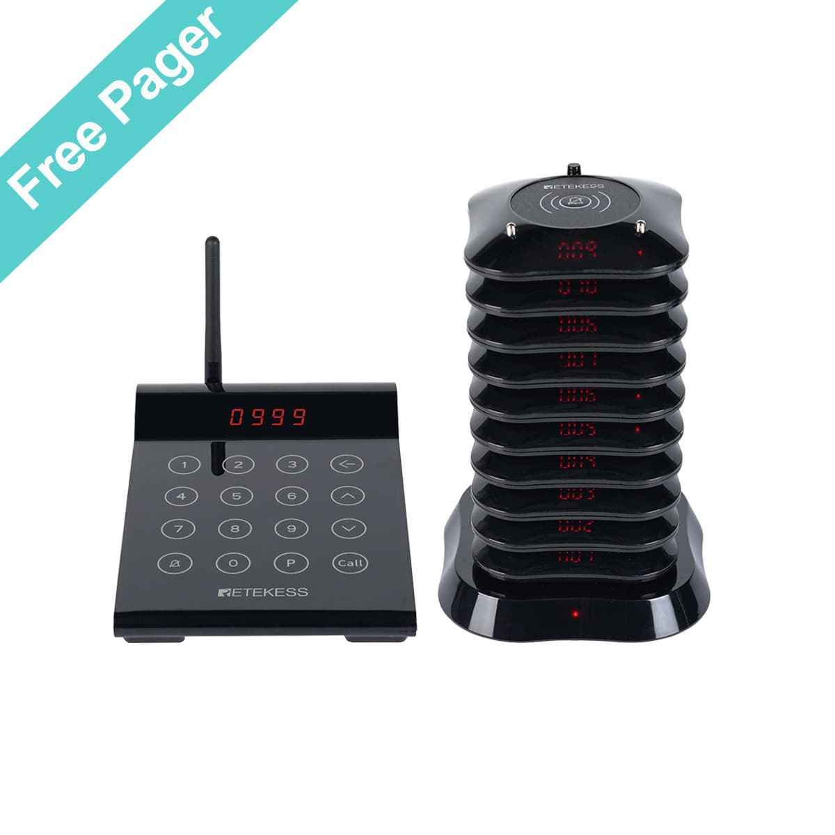 Retekess TD164 Restaurant Coaster Pager 800M Long Distance Pager Standard Set with 10 Order Buzzers