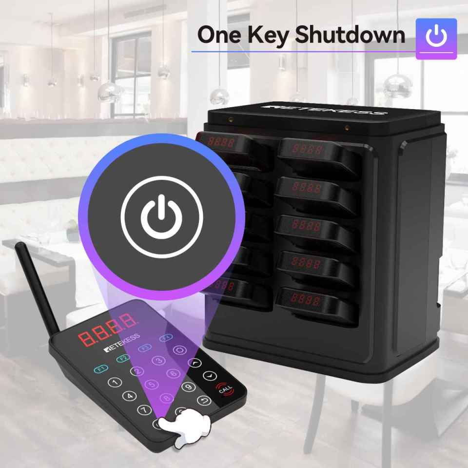 Retekess TD177 Dual Keyboard Paging System for Multi-Zone Calling in Restaurants, Bars, Clubs, Cafes