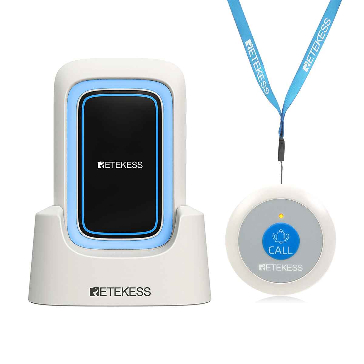 Retekess TH109 Caregiver Pager and TH009 Panic Button for Seniors, Elderly, Patients, Disabled
