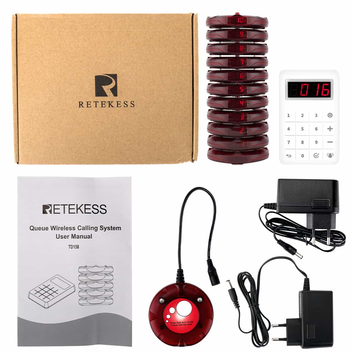 Retekess TD158 Wireless Guest Paging System Upgraded Version Coasters Restaurant Pagers