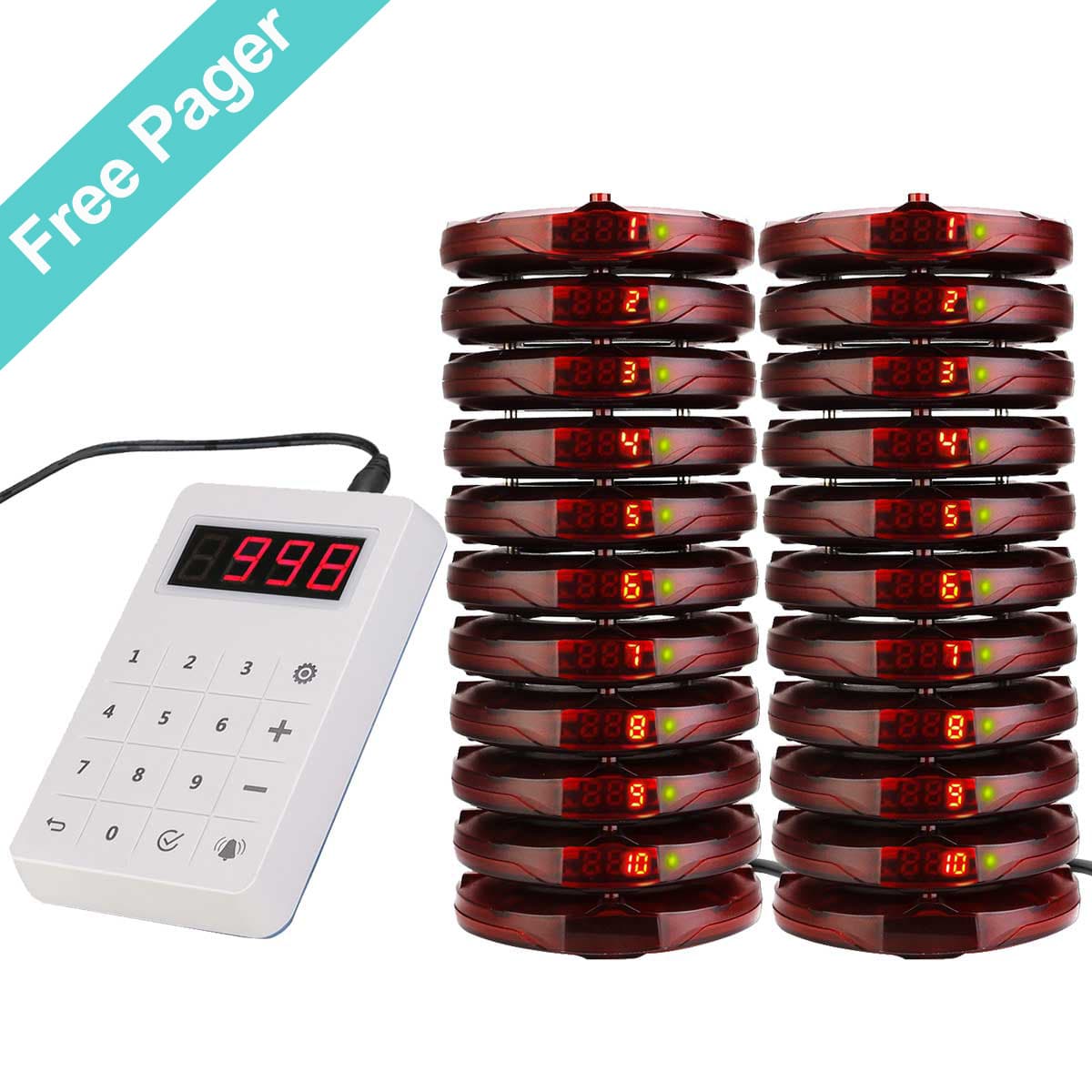 Retekess TD158 Wireless Guest Paging System Upgraded Version Coasters Restaurant Pagers