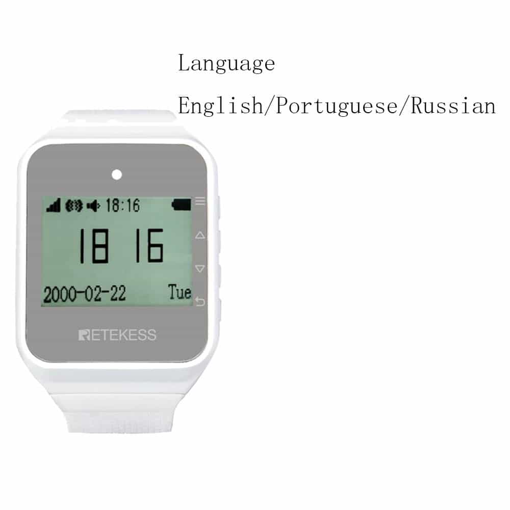 Retekess TD108 Wireless Watch Receiver Pager with Multi-Language for Restaurant Hospital Clinic Club