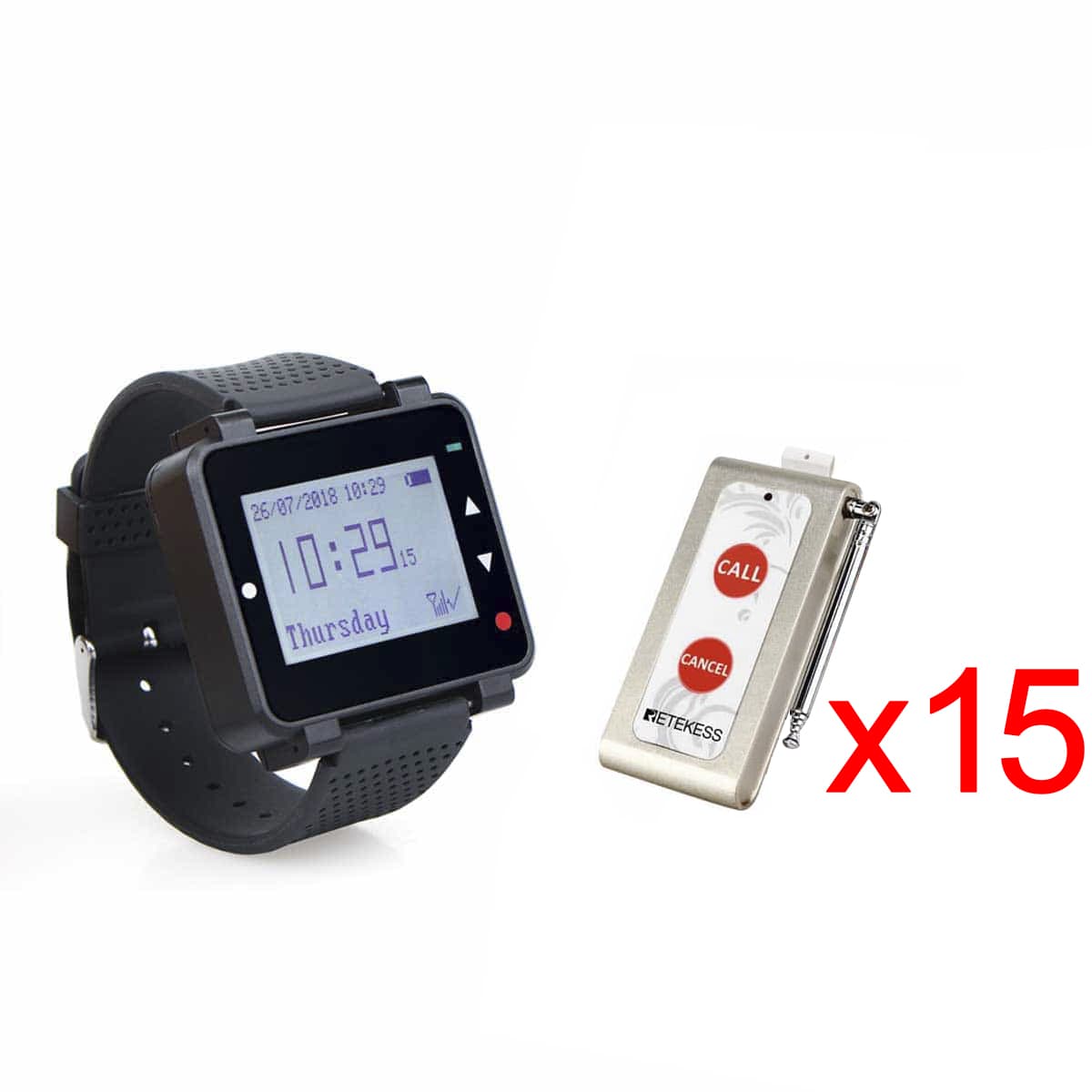 Retekess T128 Wireless Calling System Wrist Receiver with TD004 Wireless Call Button