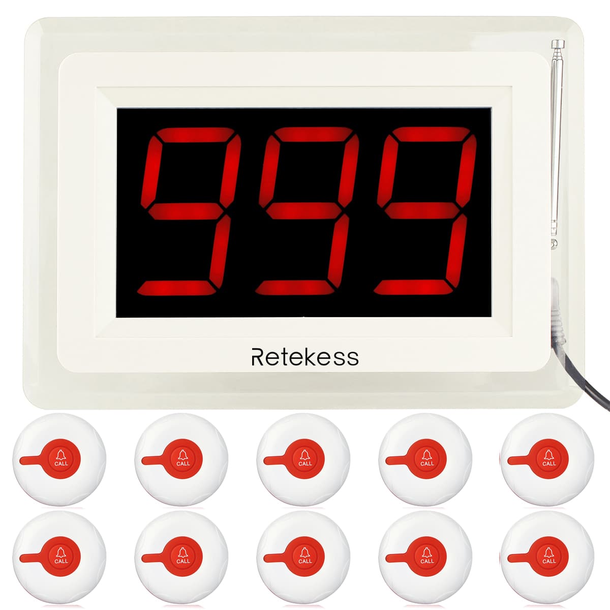 Retekess Wireless Call Button Hospital Pager System TD009 and Display Receiver T114 for Hospital and Nursing Home 