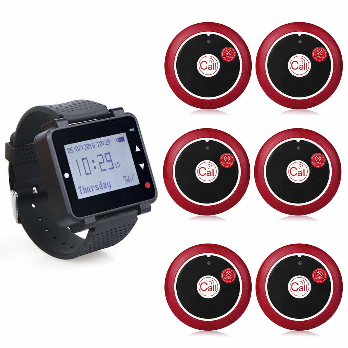 Retekess Wireless Calling Receiver T128 Watch Pager TD008 Call Button for Restaurants, Bars, Cafes