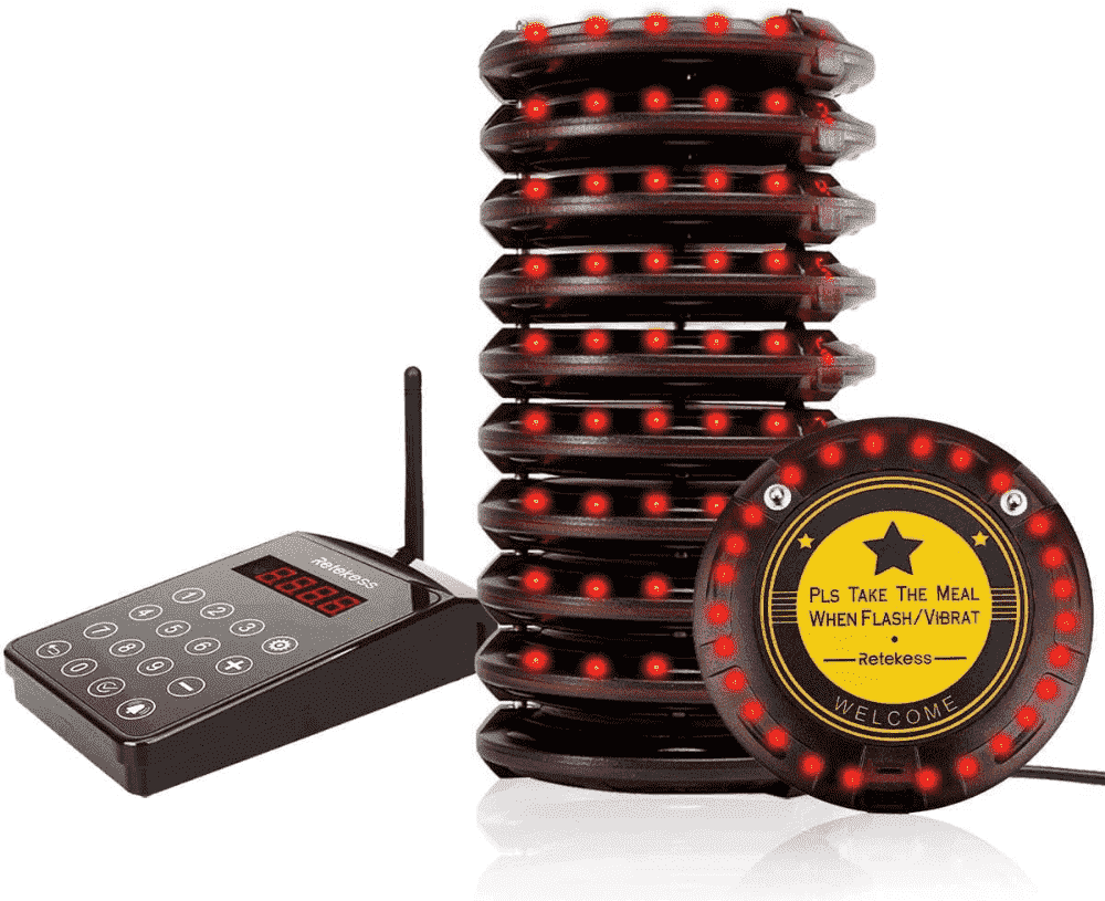 Retekess TD103 Long Range Coaster Pager System 1000m Out of Range Alarm for Restaurant, Hospital, Warehouse