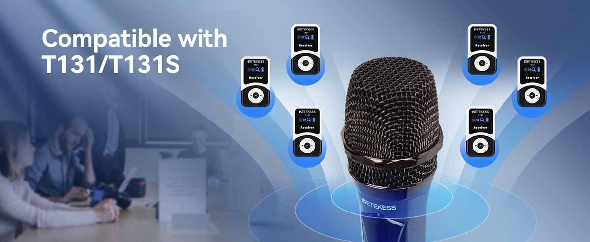 Wireless handheld microphone for silent seminar system